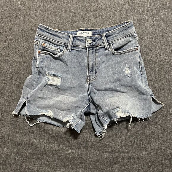 Nectar Premium Denim Jean Shorts, Women’s Size Small, Distressed, 5 Pocket - Picture 1 of 6